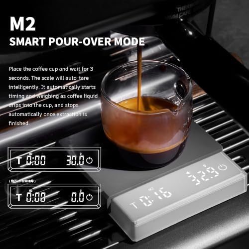 Mini Coffee Scale with Timer, Rechargeable Digital Kitchen Scale 0.1g Precision for Pour Over Espresso, Type-C Charging, Portable Coffee Weighing Scale with Backlit LCD Display (White) - Image 3