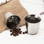 Easyworkz Stainless Steel Espresso Cup 2pcs Set Double Wall Insulated Metal Demitasse Cups 5 oz, Bundled with Double-Wall Espresso Cups 5 oz Set of 2, Vertical Stripe Design, Gunmetal - Image 5