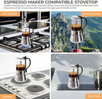 Clear Glass Moka Pot 6 Cup 350ml Stainless Steel Coffee Maker - Image 5