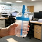 Reusable Clear Tritan Tumbler with Straw & Lid, 18oz Ribbed Portable Travel Cup, Iced Coffee Boba Cup for Office & Car, Multiple Colors (Smoky Black) - Image 6