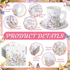 Pickmesh 252 Pcs Love in Bloom Tea Party Supplies for 36 Guests Wildflower Paper Disposable Dinnerware Flower Teacup with Handle and Saucers Set for Tea Party Decorations Birthday Baby Shower Wedding - Image 3