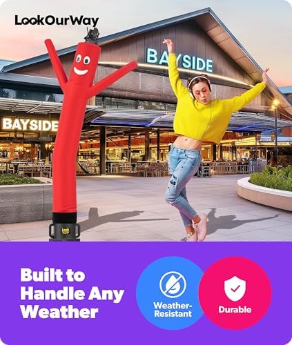 LookOurWay Air Dancers Wacky Waving Inflatable Tube Man Attachment - 7 Feet Tall Advertising Air Dancer Waving Man Inflatable Tube Guy - Blower Not Included - Red - Image 5