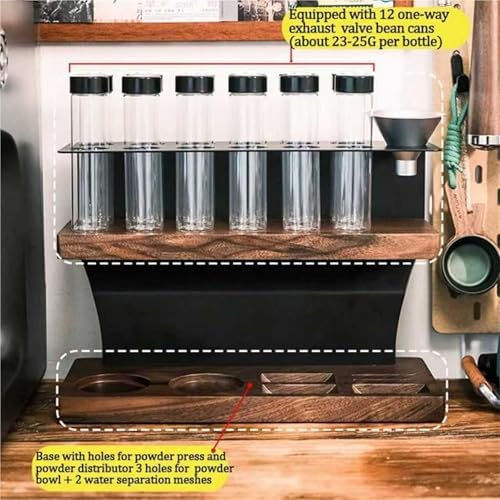 Single Dose Coffee Bean Storage,12 Tubes Coffee Bean Cellars,2-Tier Coffee Tool Storage Stand,Single Bottle Capacity 23-25g,with Hopper - Image 2