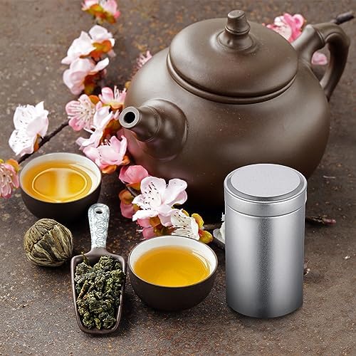 meekoo 18 Pcs Tea Tins Canister for Loose Tea 6 oz Airtight Tea Tins Bulk with Lids Metal Tea Jars Small Round Storage Containers for Travel Business Coffee Cans Candy Spices Herbs Kitchen(Silver) - Image 5
