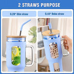 WINSA 46 oz Glass Tumbler with Lid and Straw & 40 oz Glass Tumbler with Lid and Straw Bundle - Image 2