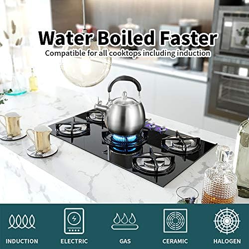 Heavy Duty Tea Kettle Stovetop Whistling Teakettle Teapot,seamless bottom, Stainless Steel 304, Brushed finish (4L) - Image 5
