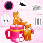 AerWo 5FT Valentines Inflatables Coffee Cup with Lovely Bear, LED Lighted Romantic Valentines Inflatables Outdoor Decorations, Valentines Day Decor Blow Up Yard Decorations for Wedding Lawn - Image 5