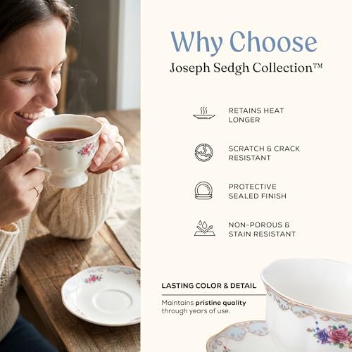 Joseph Sedgh Collection Romantic Bloom Bone China Dinnerware Set, 57-Piece - Image 6