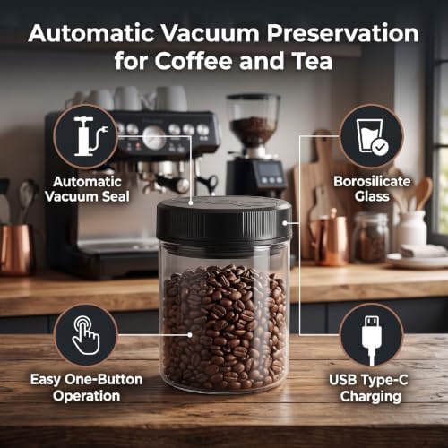 Automatic Vacuum Coffee Canister 700ml Borosilicate Glass - Image 2