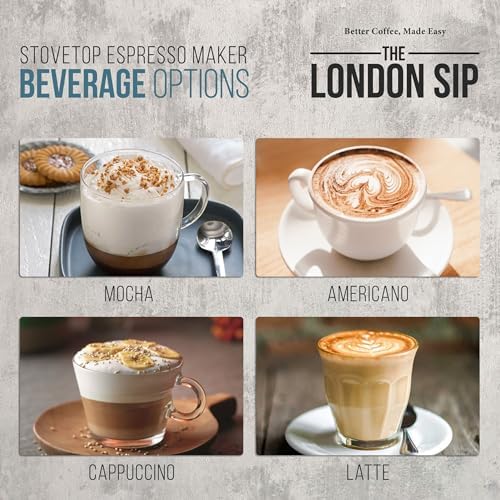 The London Sip Stainless Steel Stovetop Espresso Maker Moka Pot and Coffee Spoon Set - Image 3