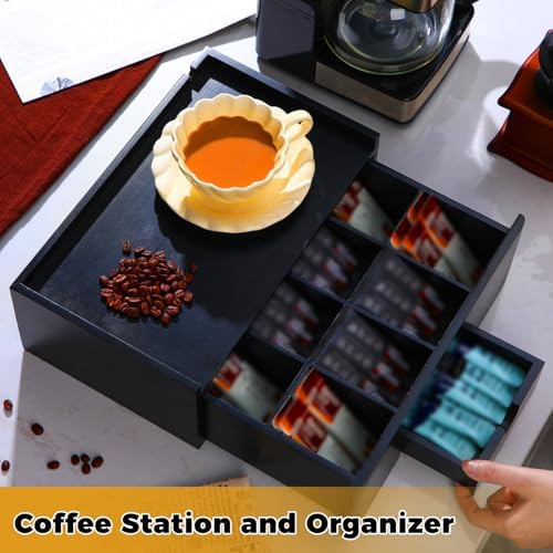 Cinnvoice Tea Bag Organizer Wooden Tea Storage Box, Black - Image 6