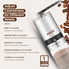 AGARO Elite Manual Coffee Grinder, Ceramic Grinder with Glass jar, 6 Adjustable Settings, Stainless Steel Body, Tooth Handle, No Power, Whole Bean, Drip Coffee, Espresso, Silver - Image 7
