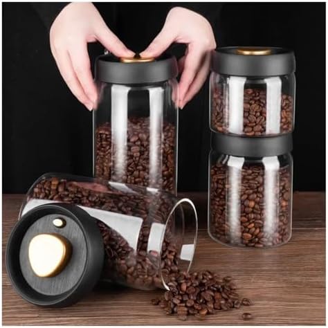 Manual Vacuum Coffee Storage Jar Borosilicate Glass Tea Canister Coffee Bean Sealed Container for Kitchen Use(1200ml) - Image 4