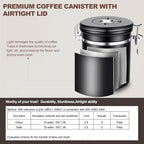 ShanSon Coffee Canister Airtight, Stainless Steel Bean Storage Container with Date Tracker & Scoop, Grounds Sugar Flour Tea Cereal Fits Kitchen Pantry, Ideal Gift for Coffee Lovers,16oz, Black - Image 5