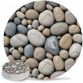 Coaster for Drinks 4 Pack,Abstract Natural Grey Cobblestone Absorbent Round Ceramic Stone with Cork Base,Modern Grey Pebble Stone Drink Coaster Cup Mats for Home Dining Coffee Tables by ZFUNCING