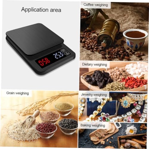 5kg Digital Kitchen Food Scale Timer Capacity Electronic Coffee Scale for Cooking and Baking Precision Measurement USB Powered Black - Image 3