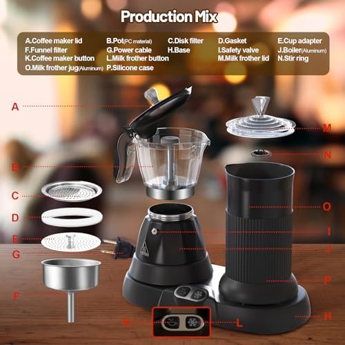 Electric Espresso Machine with Milk Frother 2 in 1 Efficient - Image 3