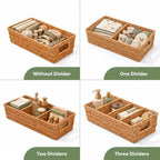 2PCS Rattan Pantry Organizer Baskets with Removable Dividers - Image 4