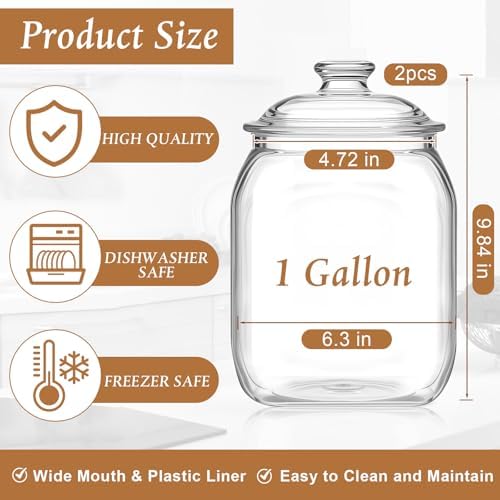 Suclain 2 Pack Acrylic Cookie Candy Jar with Lid, 1 Gallon - Image 2