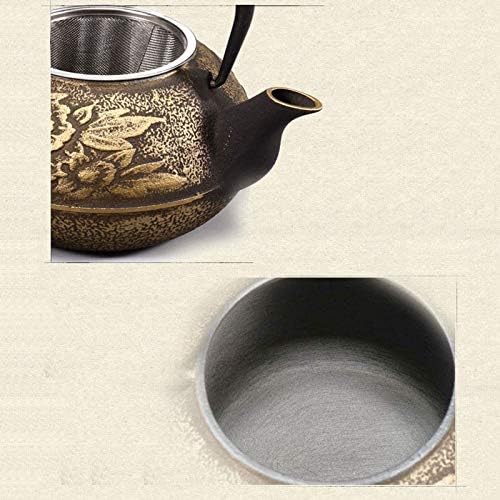 900ML Cast Iron Tea Kettle With Trivet Stand And Stainless Steel Infuser, Anti Rust Japanese Tetsubin Teapot For Electric Ceramic Stove - Image 4