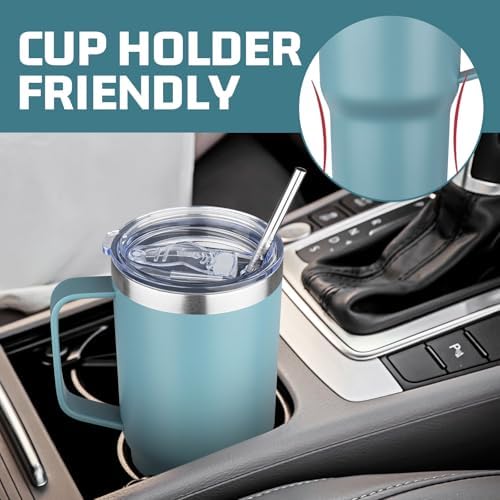 20 oz Tumbler with Handle Stainless Steel Insulated Coffee Mug Tumbler with Lid and Straw Double Wall Vacuum Insulated Coffee Mug Leak Proof Travel Tumbler for Hot and Cold Drink(Azure Blue,4pack) - Image 6