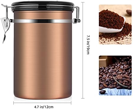 Coffee Container,Stainless Steel Brown Vacuum Sealed Food Storage Coffee Canister (22 OZ) - Image 3