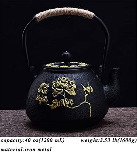 tetsubin Cast iron Tea Kettle workshop Healthy japanese Tea pot with Stainless Steel Infuser（40 oz） - Image 3