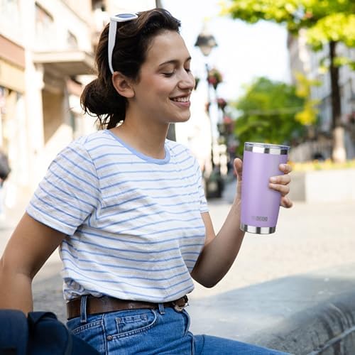 20oz Tumbler with Straw and Brush, Stainless Steel Vacuum Insulated tumbler, Double Wall Insulated Coffee Tumbler for Outdoor, Home, Travel,Office (lilac，4pcs) - Image 6