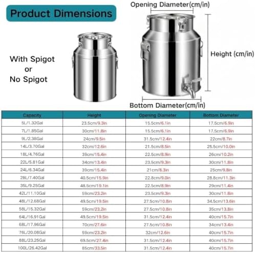 35L/9.25Gal Stainless Steel Milk Can with Spigot Beverage Water Dispenser - Image 7