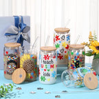 SiliFine 6 Pcs Autism Awareness Glass Cups, 16 oz with Lids - Image 2
