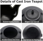 YJX 101 fl oz Extra Large and Heavy Cast Iron Teapot for Stovetop Safe, Black Tea Kettle with Stainless Steel Tea Balls for Loose Tea, Cast Iron Tea Pot for 6 to 10 People, 3000ml Japanese Tetsubin - Image 5