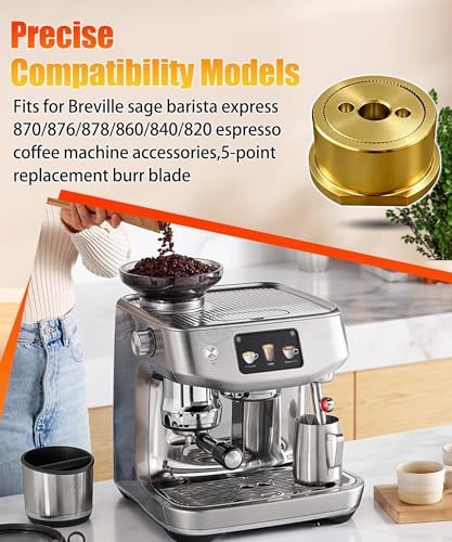 Grinder Conical Burr Replacement Set Fits for Breville BES995/BES980XL/BES990/BES880/BES881/BES878 Espresso Machines (Titanium Coated, golden) - Image 3