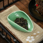 Tea Vessel Ceramic Coffee Bean Dosing Cup Coffee Bean Weight Tray Container Coffee Bean Measuring Cup Spoon Flower Loose Tea Scoop Coffee Bar Organizer Chinese Tea Ceremony Accessories (Green) - Image 2