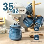 Ceramic Kitchen Canister, Large Food Storage Jar with Aritight Lid for Coffee,Tea,Sugar,Flour,Cookie,Candy,Cereal,Dog Treat, 35 oz Coffee Canister for Kitchen Countertop, Blue - Image 2