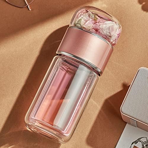 Tea Infuser Bottle 420Ml Double Layer Stainl Steel Age Proof Glass Water Bottle For Office Tl Home Tea Sers Water Bottles, Water Bags, Water Cups (Rose Gold) - Image 7
