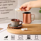 Ceramic Espresso Cups with Saucers 5 Oz,Set of 4 Porcelain Demitasse Cups Set,Small Coffee Cups with Handle for Coffee,Tea,Latte and Macchiato,Cappuccino Mugs for Kitchen and Cafe,Brown - Image 3