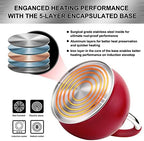 Whistling Tea Kettle for Stove Top Stainless Steel Tea Pot with Ergonomic Silicone Handle Teapot for Stovetop 3.2 Quart / 3 Liter Red - Image 4