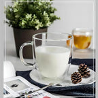 Double Wall Glass Coffee Mugs with Handle, 15 oz Set of 4 - Image 5