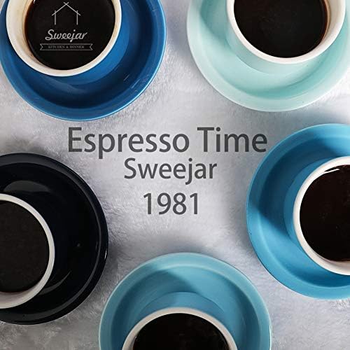 Sweejar Porcelain Espresso Cup & Saucer Set, Stackable Demitasse Cups with Metal Stand, 2.5 OZ for Latte,Coffee,Cafe Mocha,Tea, Set of 6(Blue) - Image 4
