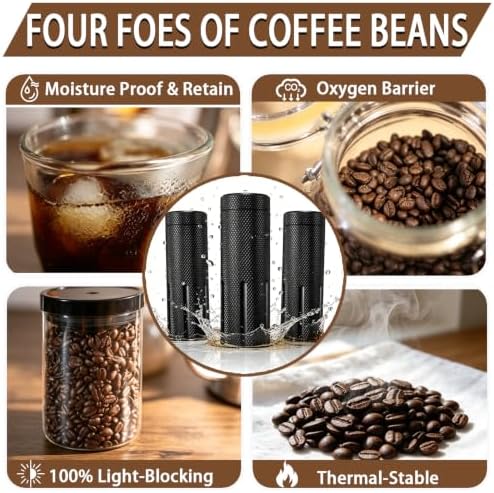 Single Dose Coffee Bean Storage, Portable 2-Pack Airtight Canister (Black) - Image 4