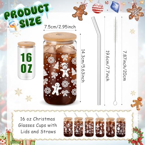 24 Pack Christmas Glass Cups Gifts, 16 oz Xmas Glass Tumbler, Fresh Style - Image 3