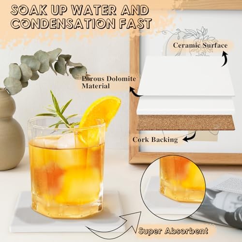 60 PCS Ceramic Tiles for Crafts, Unglazed Matte Coasters with Cork Backings - Image 6