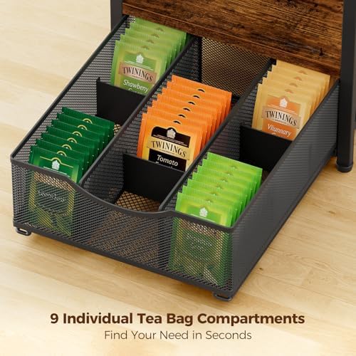 Plaviya 3-Tier Tea Bag Organizer with Drawer for Countertop - Image 4