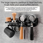 Coffee Station Organizer, Floating Wall Shelves Space Saving Coffee Tamper Holder Coffee Portafilter Wall Mount Rack Multipurpose Coffee Portafilter Holder for Bar Home - Image 7