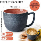 MIAMIO - Stoneware Coffee Mugs Set of 6 (16 oz) - Las Palmitas - Modern - Image 5
