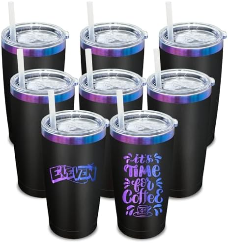 20 oz Tumbler Bulk Stainless Steel Tumblers with Lids and Straws Black by MetalyaTumblers