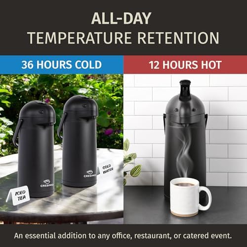 Airpot Coffee Carafe Dispenser with Pump Black 12 Hours Hot Water Retention - Image 2