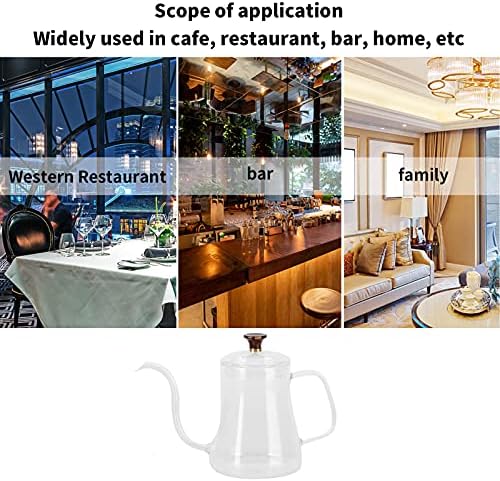 flexman Pour Over Coffee Kettle, Heat Resistant Reusable High Borosilicate Glass Gooseneck Spout Coffee Tea Pot, Coffee Maker for Cafe, Restaurant, Bar, Home (600ml) - Image 2