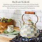 MACKENZIE-CHILDS Tea Kettle, 3 Quarts, Gray-and-White Sterling Check - Image 2