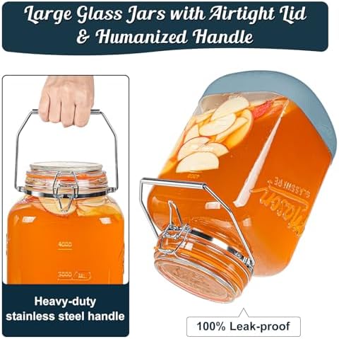 1.5 Gallon Large Glass Jar with Airtight Hinged Lid, Square, 192 Oz - Image 3